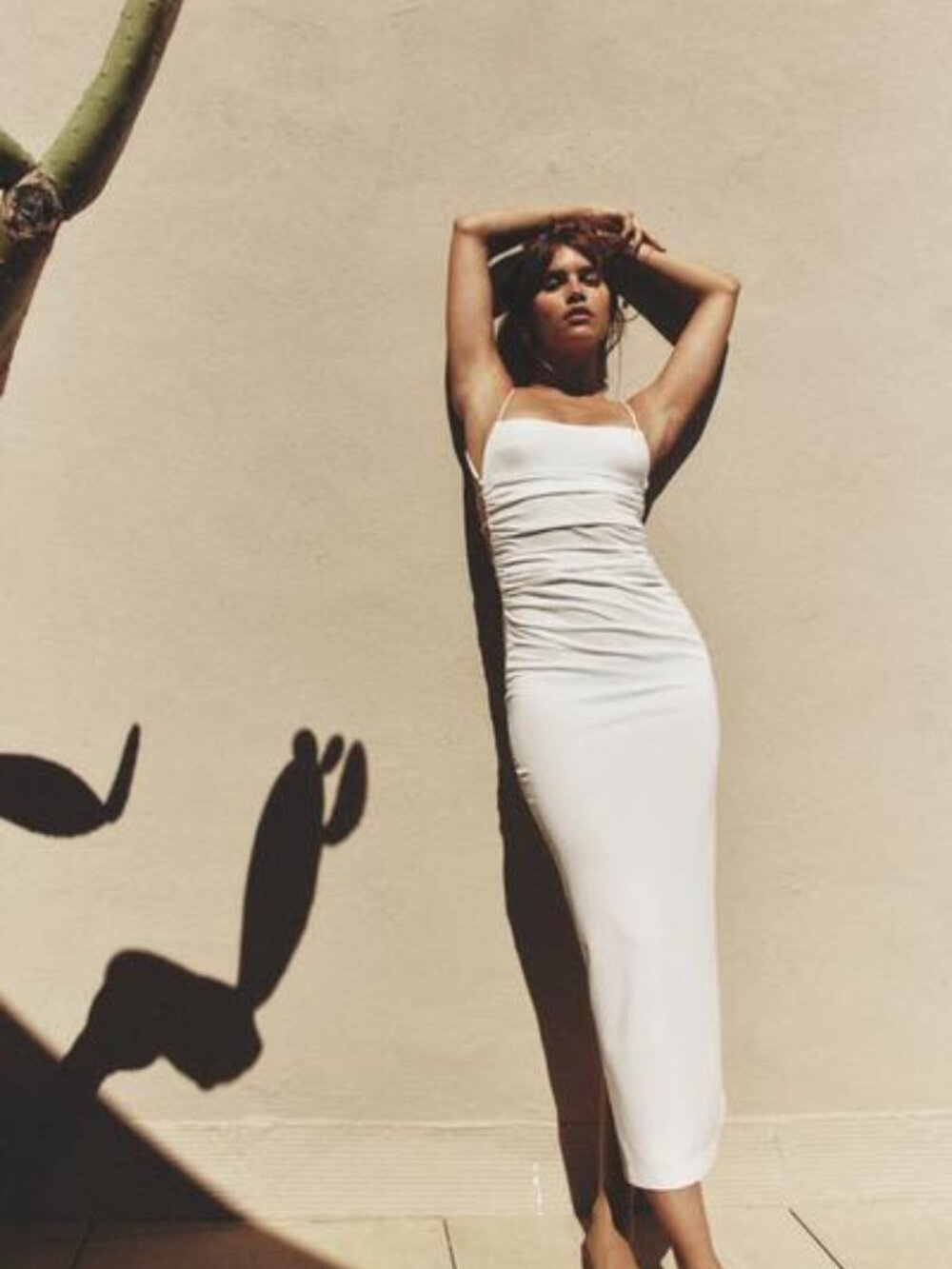 White Zara open back midi dress